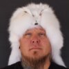 Arctic Fox - Marble Fox Mountain Man Fur Hat (with face)