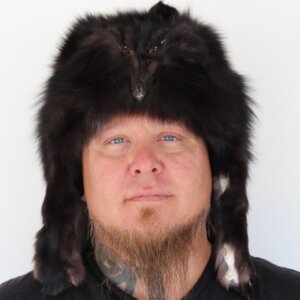 Black Phased Red Fox Mountain Man Fur Hat