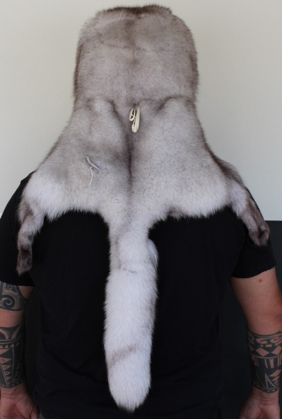 Blue Fox Mountain Man Fur Hat with Face