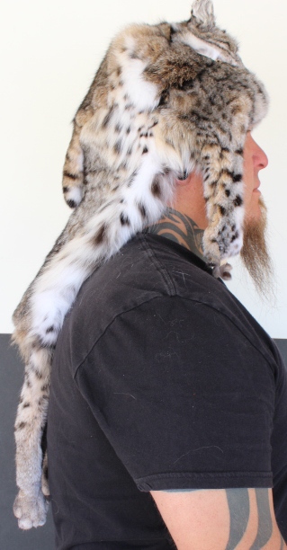 Bobcat Mountain Man Fur Hat with Face