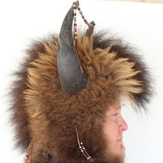 Buffalo Mountain Man Fur Hat with Horns