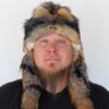 Gray Fox Mountain Man Fur Hat with 4 Tails