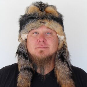 Gray Fox Mountain Man Fur Hat with 4 Tails