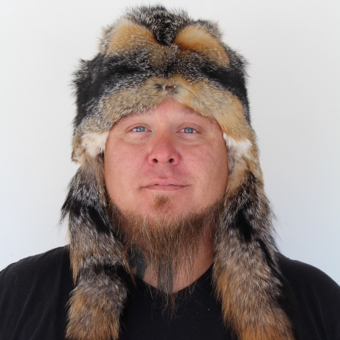 Gray Fox Mountain Man Fur Hat with 4 Tails