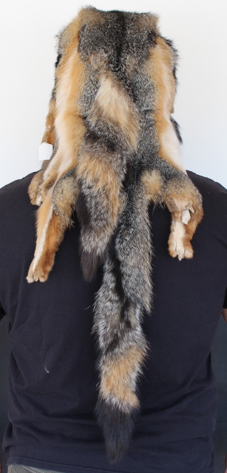Gray Fox Mountain Man Fur Hat with 4 Tails