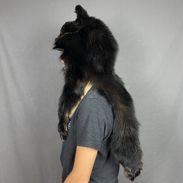 IMG_3489 Black Bear Mountain Man Fur Hat with Face and Feet