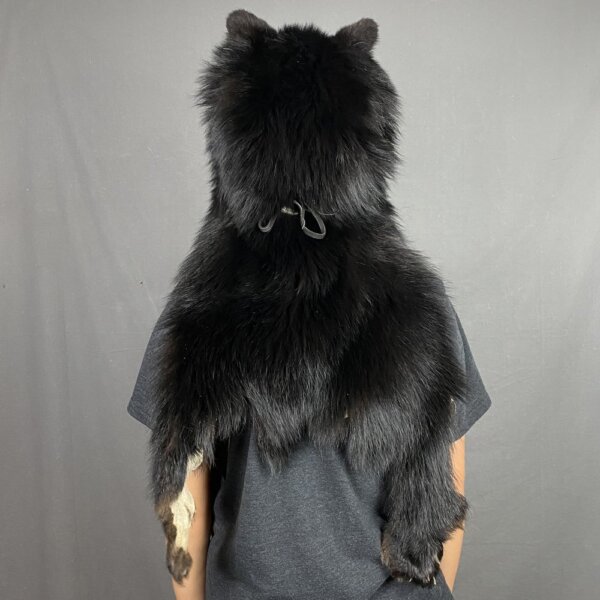 IMG_3490 Black Bear Mountain Man Fur Hat with Face and Feet