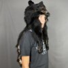 Black Bear Mountain Man Fur Hat with Face and Feet
