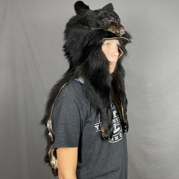 IMG_3492 Black Bear Mountain Man Fur Hat with Face and Feet
