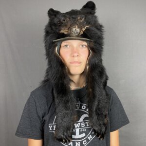 Black Bear Mountain Man Fur Hat with Face and Feet