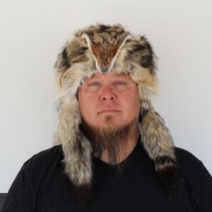 Coyote Mountain Man Fur Hat Face with 3 Tails