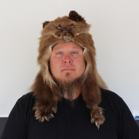 (Brown) Black Bear Mountain Man Fur Hat with Face and Feet