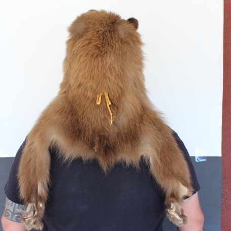 (Brown) Black Bear Mountain Man Fur Hat with Face and Feet