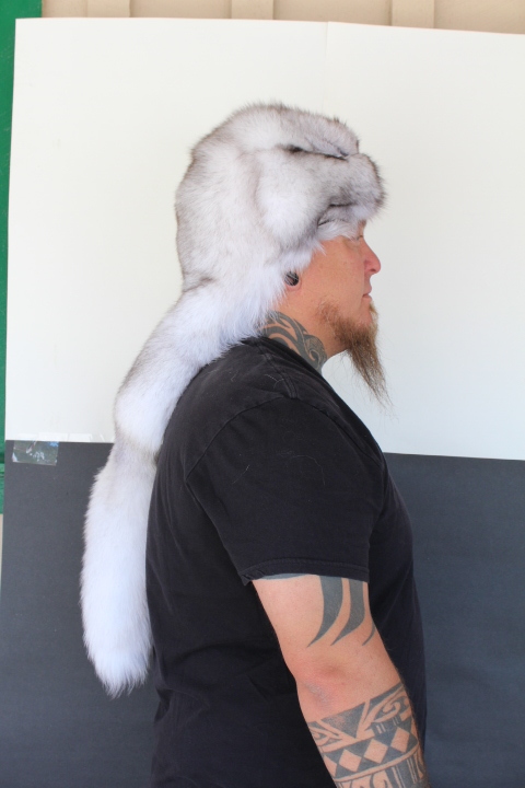 Blue Fox Mountain Man Fur Hat with Face