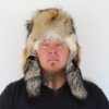 Coyote Mountain Man Fur Hat with Three Tails