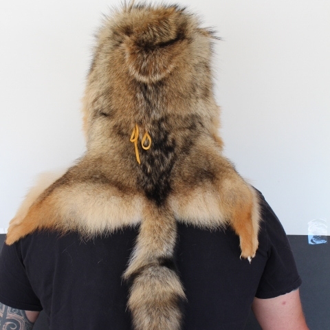 Coyote Mountain Man Fur Hat with Three Tails