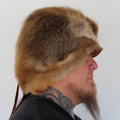 Beaver Mountain Man Fur Hat with Tail