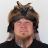 Cross Fox Mountain Man Fur Hat with Face