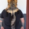 Cross Fox Mountain Man Fur Hat with Face