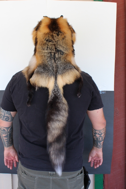 Cross Fox Mountain Man Fur Hat with Face
