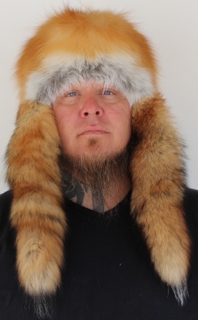Red Fox Mountain Man Fur Hat with 3 Tails