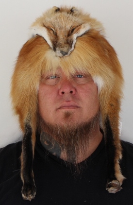 Red Fox Mountain Man Fur Hat with Feet
