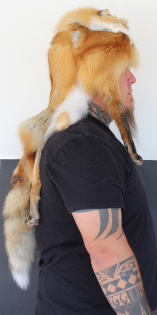 Red Fox Mountain Man Fur Hat with Feet