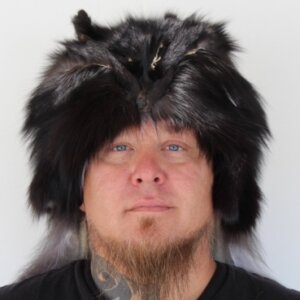 Silver Fox Mountain Man Fur Hat with Face
