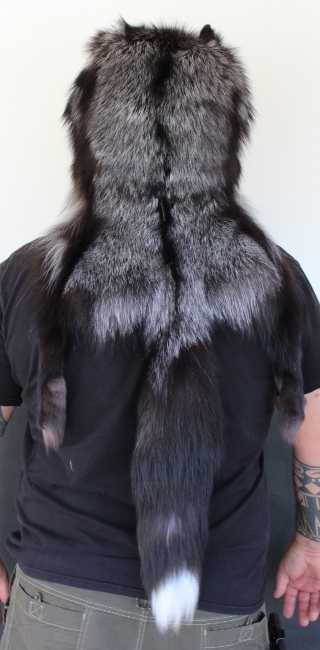 Silver Fox Mountain Man Fur Hat with Face