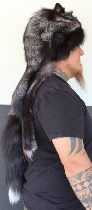 Silver Fox Mountain Man Fur Hat with Face